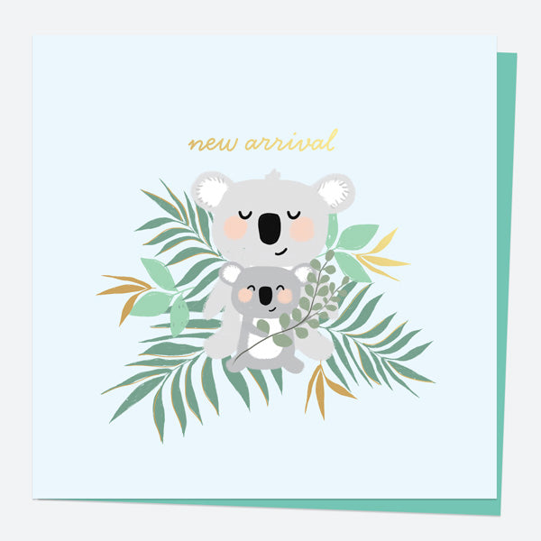 Luxury Foil New Baby Card - Animal World - Koala - New Arrival