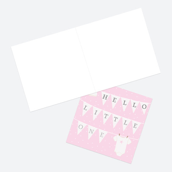 Luxury Foil New Baby Card - Dotty Washing Line - Pink