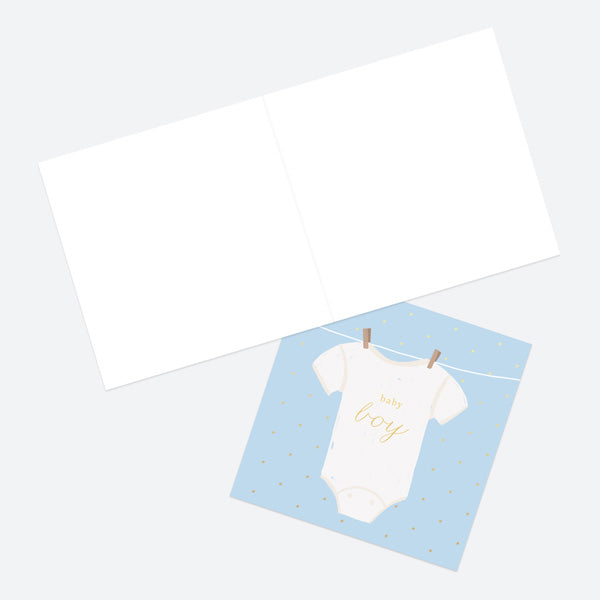 Luxury Foil New Baby Card - Vest - Baby Boy