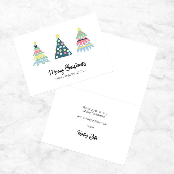 Business Christmas Cards - Pastel Tree Trio