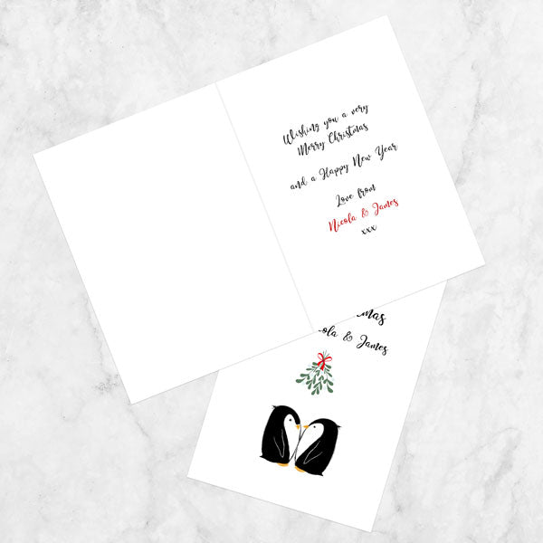 Personalised Christmas Cards - Penguin Love - Pack of 10