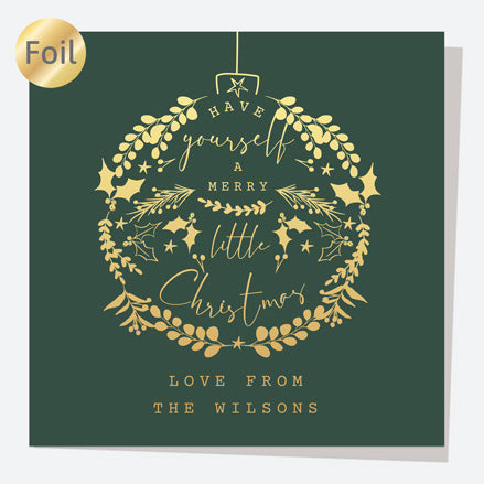 Luxury Foil Personalised Christmas Cards - Contemporary Christmas - Bauble - Pack of 10