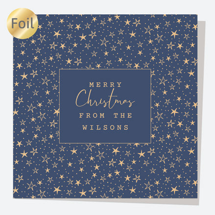 Luxury Foil Personalised Christmas Cards - Contemporary Christmas - Stars - Pack of 10