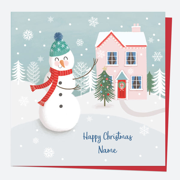 Personalised Single Christmas Card - Snowman Scene - Home - Fast ...