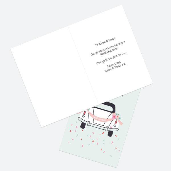 Personalised Wedding Gift Card - Wedding Icons - Car