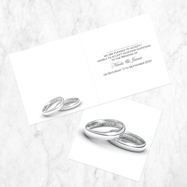 Personalised Wedding Rings RSVP Cards