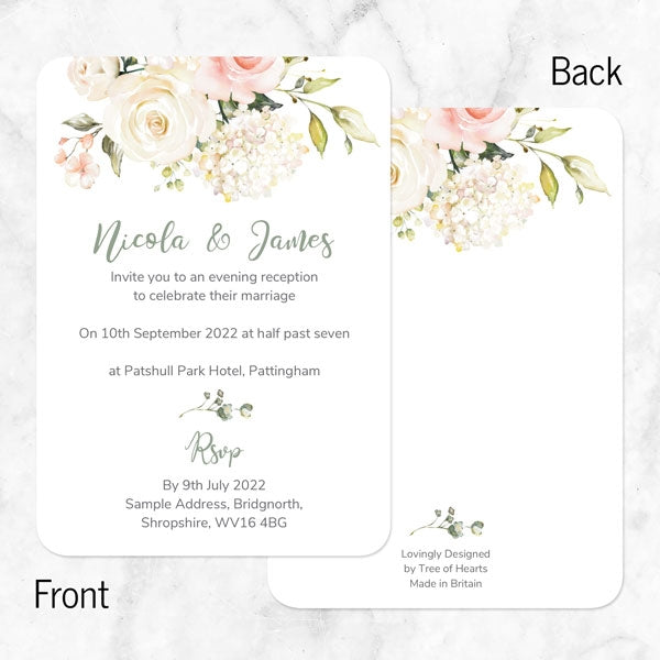 Pink & White Country Bouquet Evening Invitation