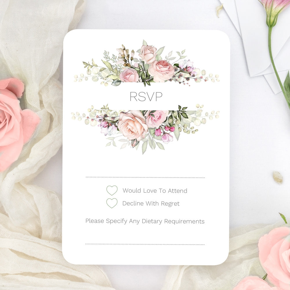 Pink Country Flowers RSVP Cards