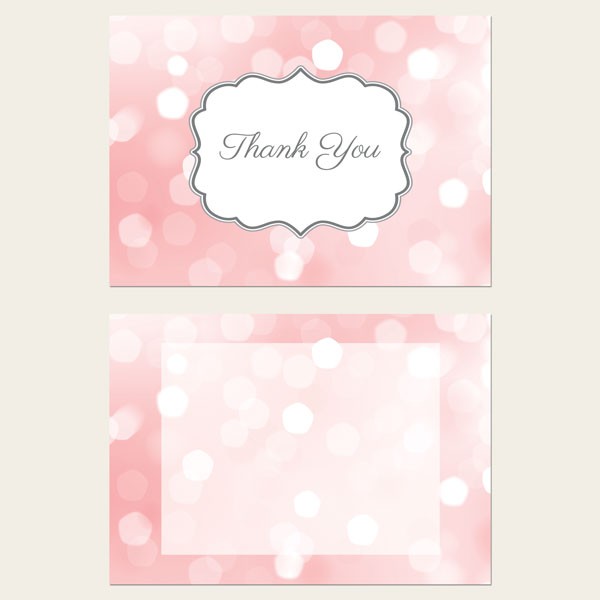 Ready to Write Thank You Cards - Pastel Pink Glitter Pattern - Pack of 10