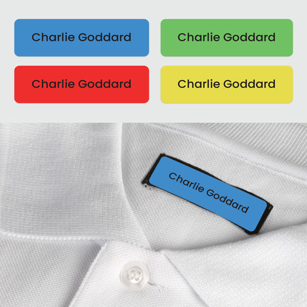 No Iron Small Personalised Stick On Waterproof Name Labels - Plain Brights - Pack of 64