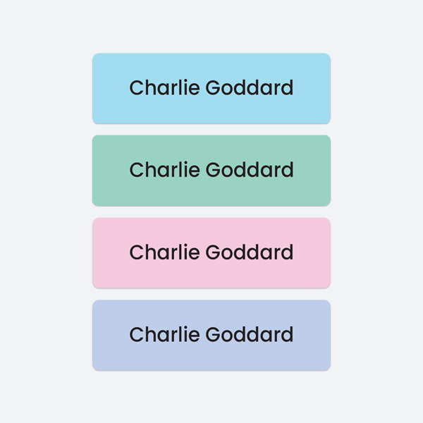 No Iron Small Personalised Stick On Waterproof Name Labels - Plain Pastels - Pack of 64