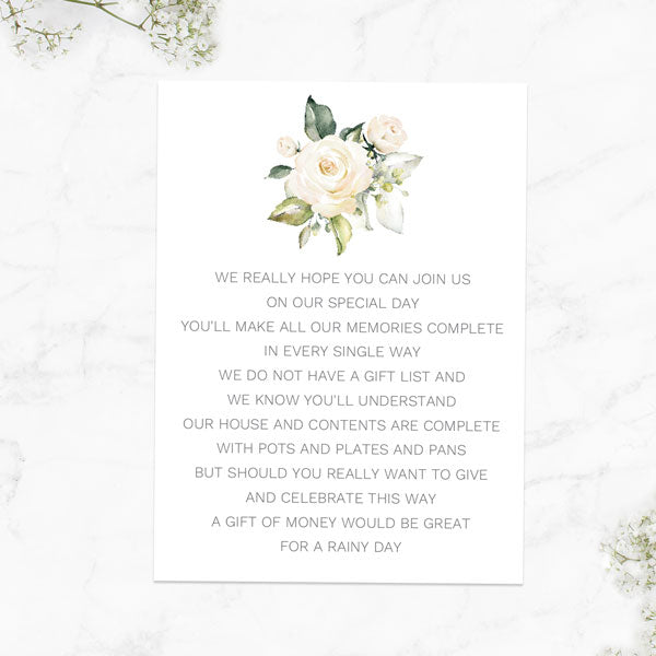 White Flower Garland - Gift Poem Cards