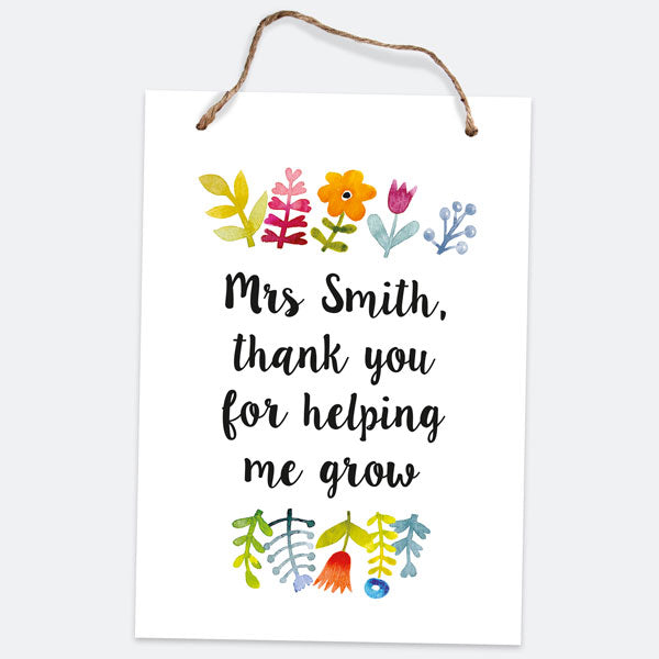 Pretty Bright Flowers - A5 Personalised Teacher Sign