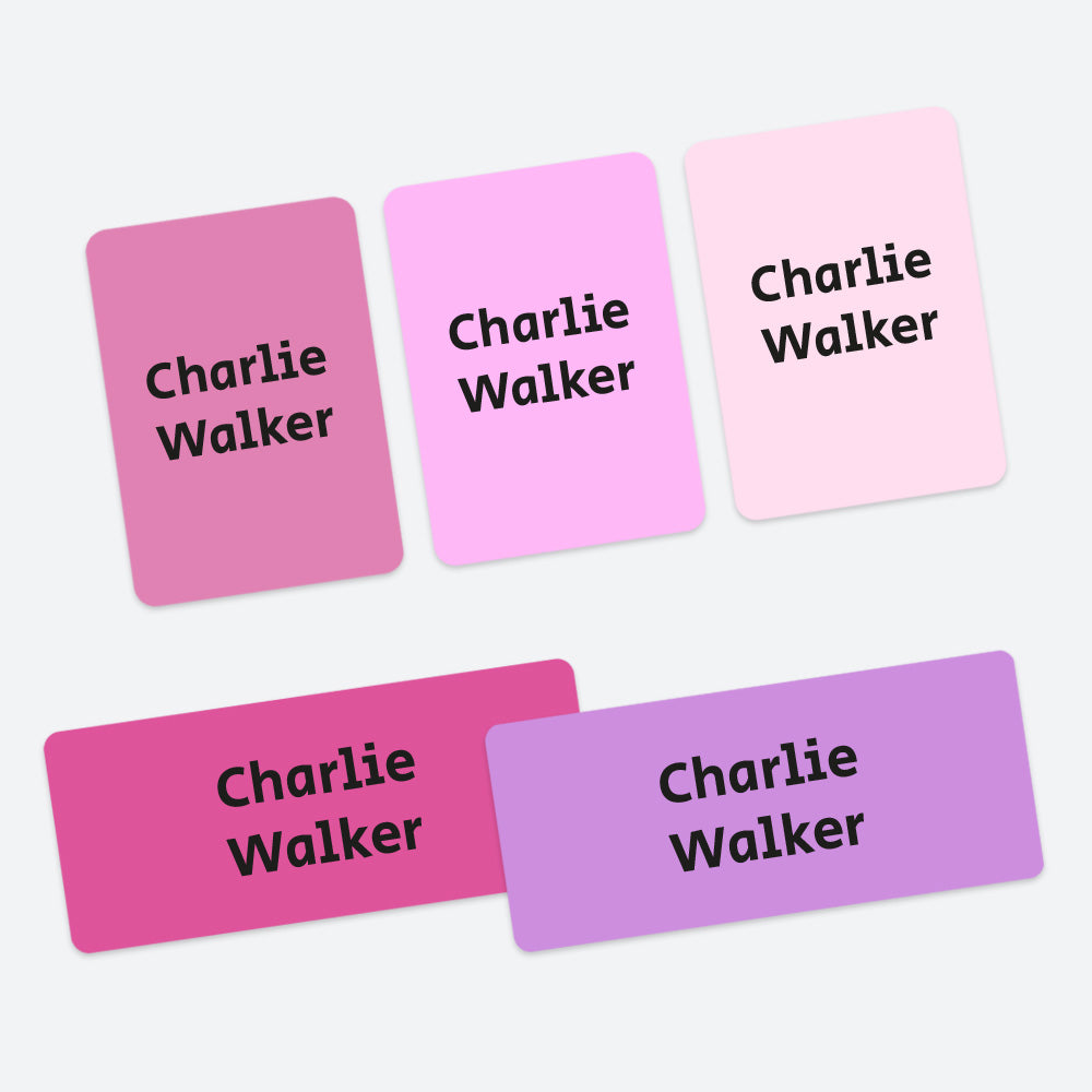 Mixed Pack Personalised Stick On Waterproof Name Labels - Purple Mix - Pack of 43