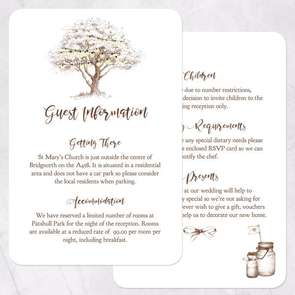 Romantic Woodland Tree - Guest Information Card