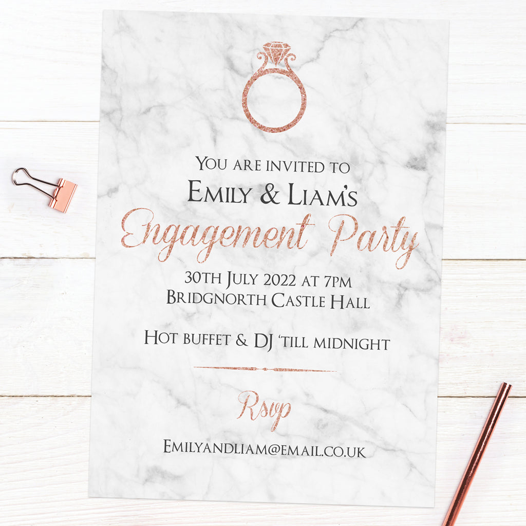 Engagement Party Invitations - Rose Gold Typography