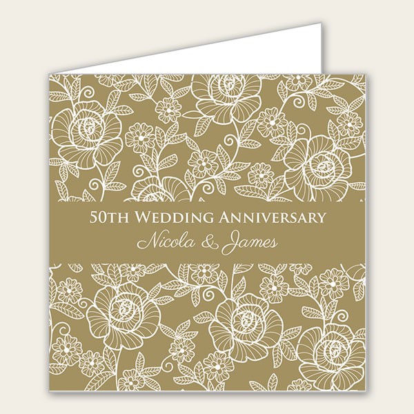 50th Wedding Anniversary Invitations - Rose Pattern