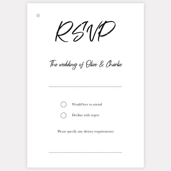 Calligraphy Heart Names Wedding Invitation with Split Pin