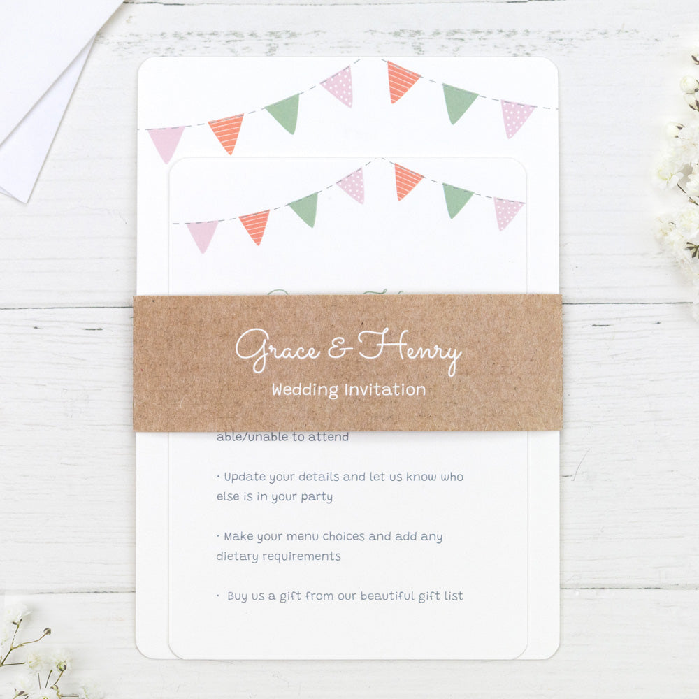 Rustic Bunting - Wedding Invitation & Information Card Suite