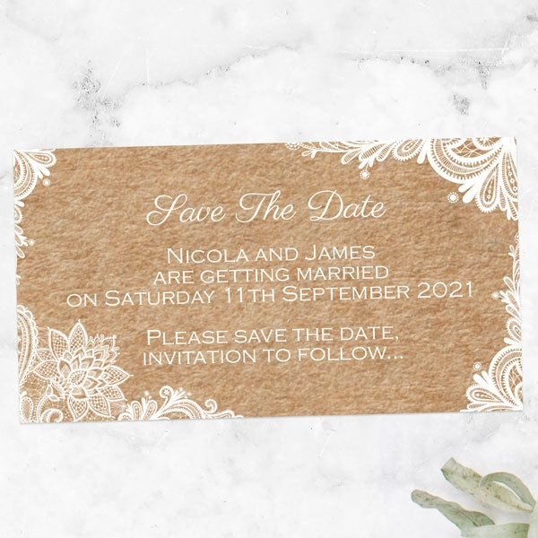 Rustic Wedding Lace Save the Date Magnets