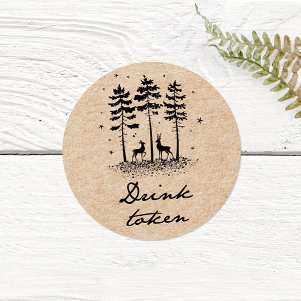Rustic Winter Woodland - Drink Tokens - Pack of 30