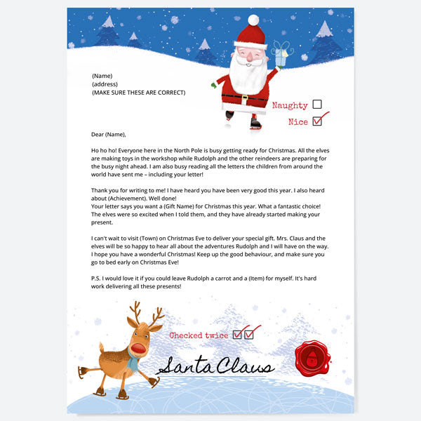 Santa & Rudolph Fun - Ice Skating - Personalised Official Letter from Santa Claus