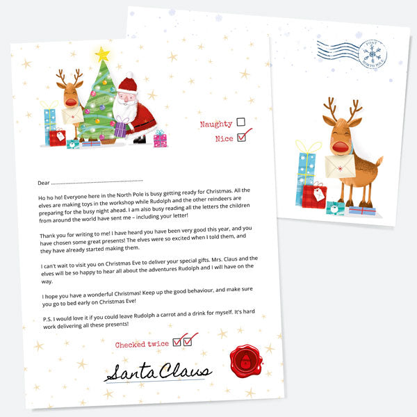 Santa & Rudolph Fun - Tree - Non-Personalised Official Letter from Santa Claus