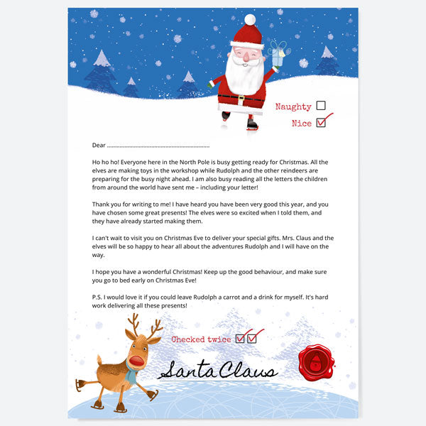 Santa & Rudolph Fun - Ice Skating - Non-Personalised Official Letter from Santa Claus
