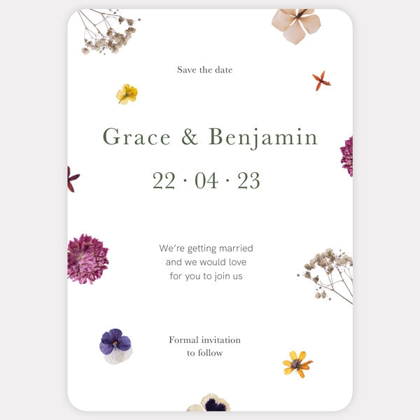 Pressed Flowers Save the Date Cards