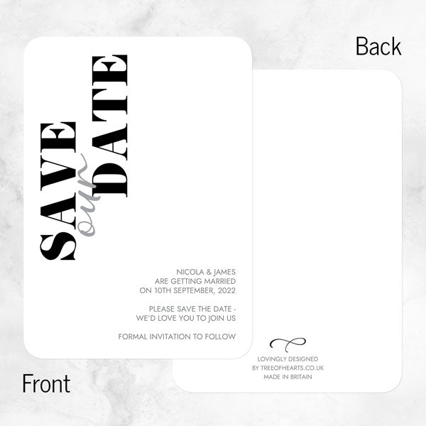 Minimalist Typography Save the Date Cards