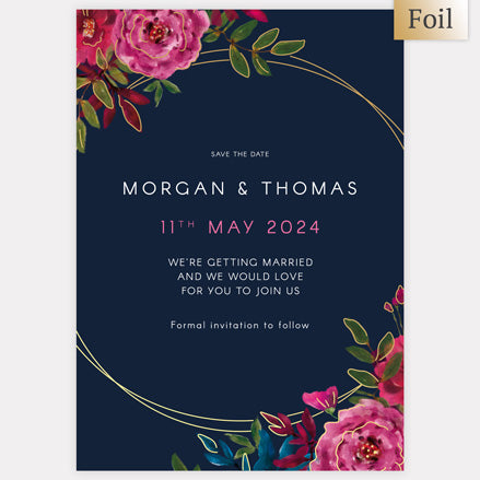 Opulent Glam Foil Save the Date Cards