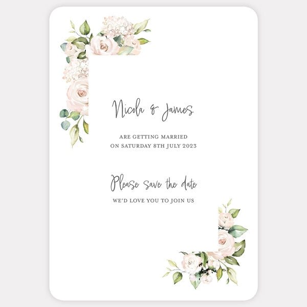 Cream Roses Save the Date Cards