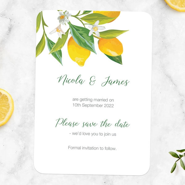 Lemon Citrus Save the Date Cards