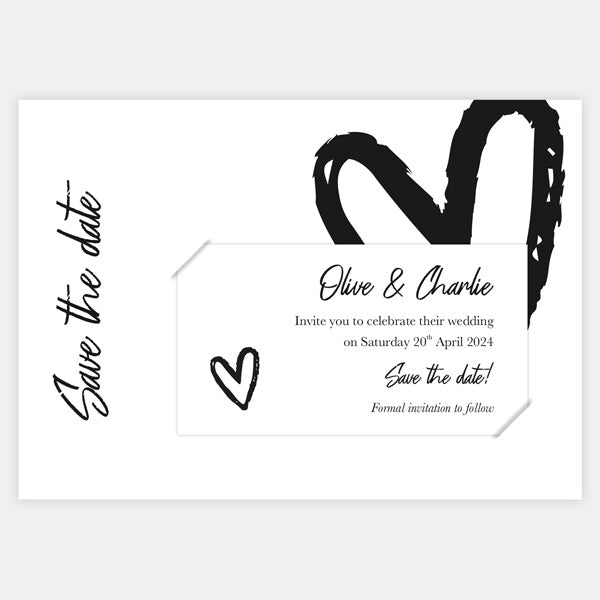 Calligraphy Heart Names Save the Date Magnets