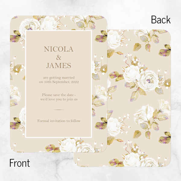 Vintage Cream Roses - Save the Date Cards