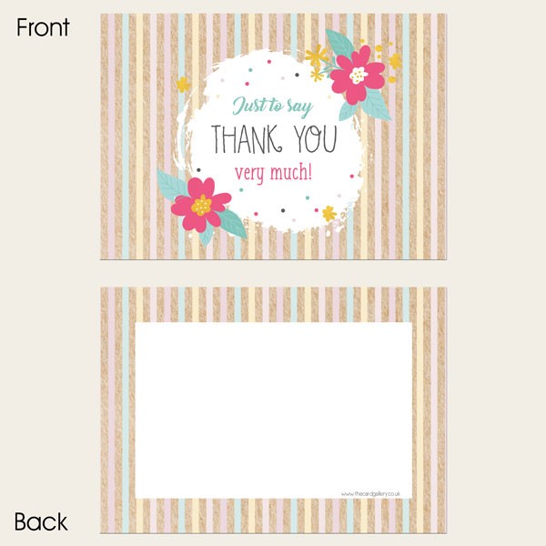 Ready to Write Thank You Cards - Candy Stripe Flowers - Pack of 10