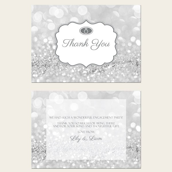 Thank You Cards - Silver Glitter Pattern