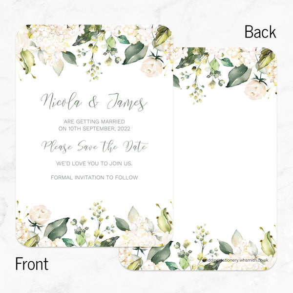 White Flower Garland - Save the Date Cards
