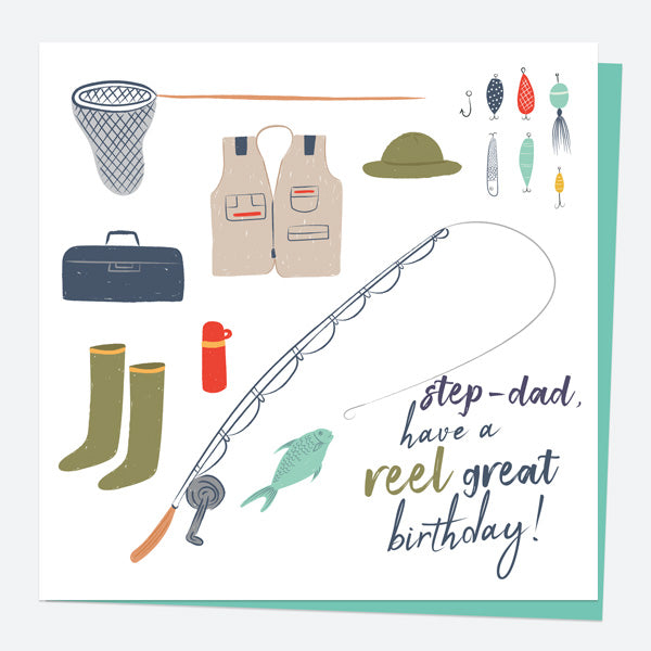 Step-Dad Birthday Card - Fishing - Reel Great - Step-Dad