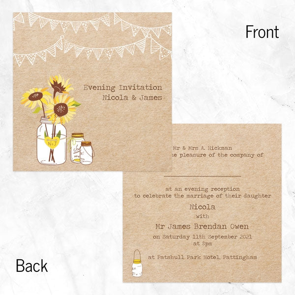 Sunflowers and Bunting Evening Invitation