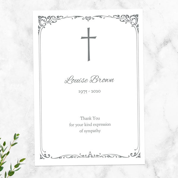Funeral Thank You Cards - Ornate Cross Border