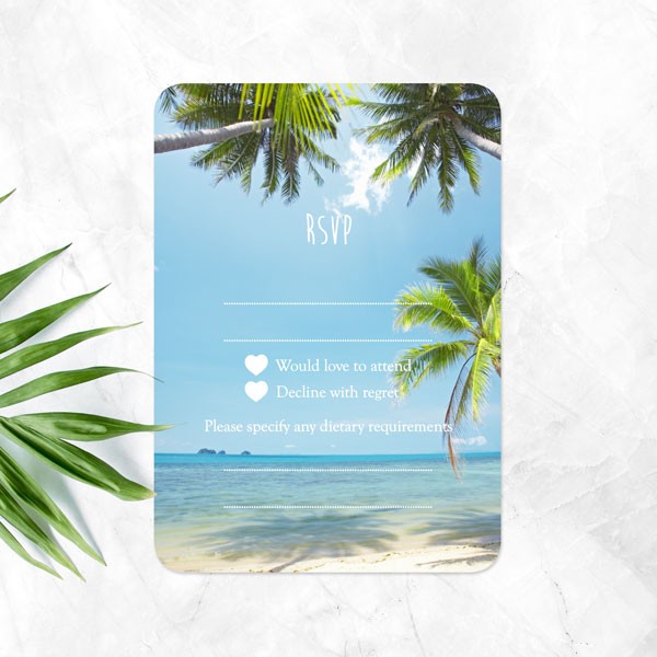 Tropical Beach Scene - Wedding RSVP Cards