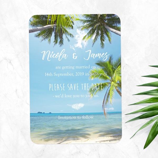 Tropical Beach Scene - Save the Date Cards