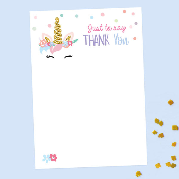 Ready to Write Kids Thank You Cards - Unicorn Cake - Pack of 10