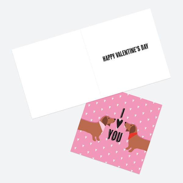 Valentine's Day Card - Sausage Dogs - I Love You