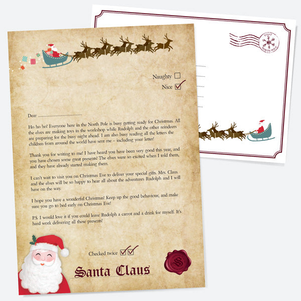 Vintage Sleigh - Non-Personalised Official Letter from Santa Claus ...