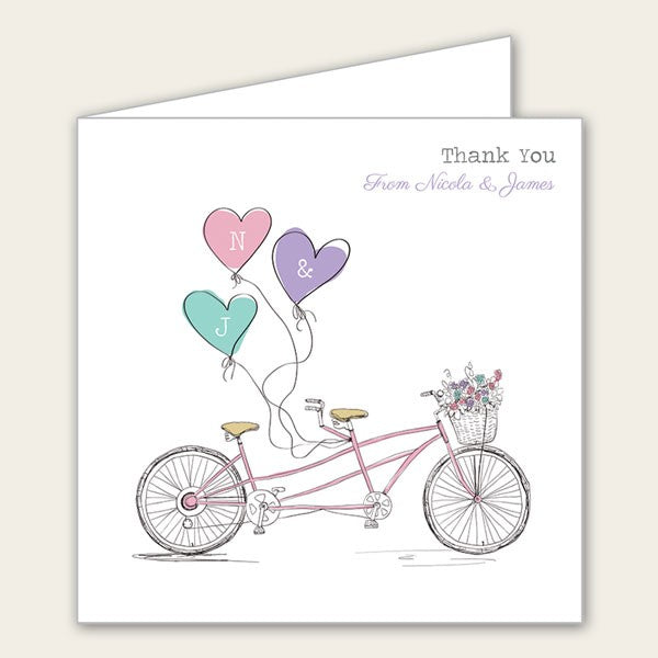 Tandem Love Wedding Thank You Cards Fast Delivery at Dotty About Paper