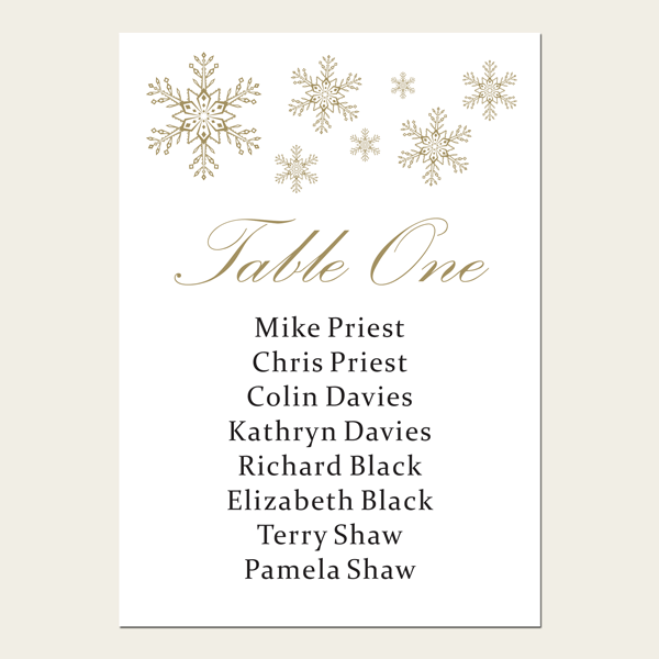 Falling Snowflakes - Table Plan Cards