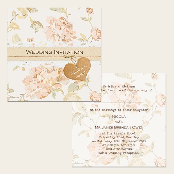 Shabby Chic Flowers - Wedding Invitations