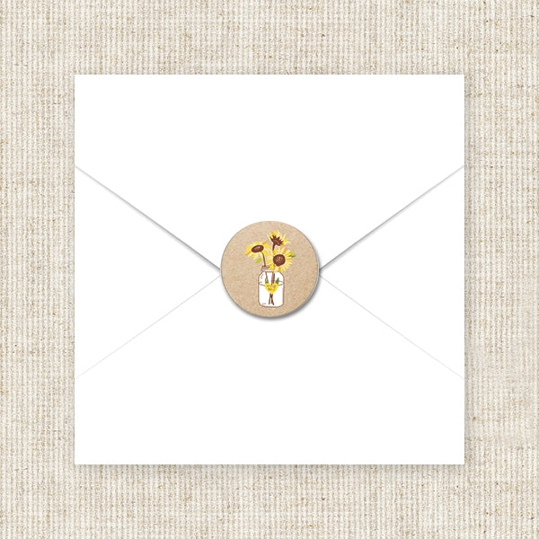 Sunflowers and Bunting Envelope Seal - Pack of 70